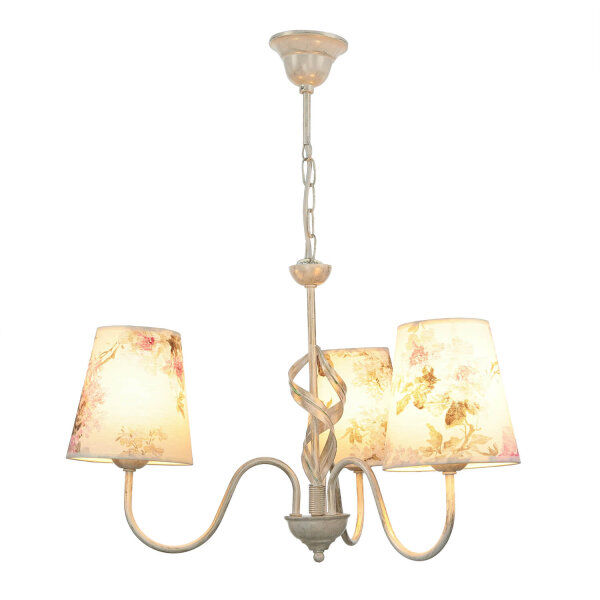 Lampe tissu 3-flmg table à manger campagnarde fleurie