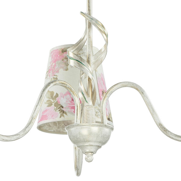 Lampe tissu 3-flmg table à manger campagnarde fleurie