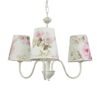 Lampe tissu 3-flmg table à manger campagnarde fleurie