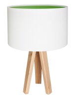 Lampe de table Blanc Vert 46cm Bois Tripode R&eacute;tro...