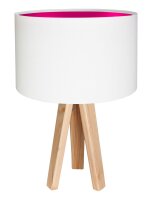 Lampe de table JERRY Blanc Rose Bois 46cm Tripode...