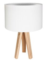 Lampe de table ROSIE Blanc Argent R&eacute;tro Tripode 46cm