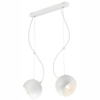 Lampe Salon Suspension blanche m&eacute;tal allong&eacute;e