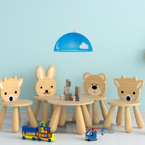 Pendelleuchte Glas Rund Blau Kind Junge farbenfroh