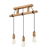 Suspension Lampe en bois Table &agrave; manger longue...