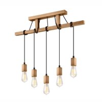 Lampe à suspension en bois 5-flmg longue table...