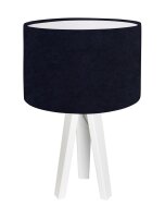 Lampe de table bleu fonc&eacute; blanc 46cm bois tripode...