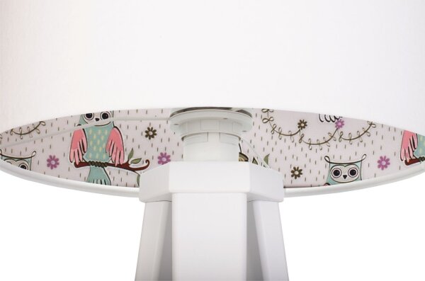Lampe de table SOWA Blanc Rose Bois 46cm Trépied Rétro