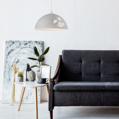 Hängelampe Grau Glas rund Esstisch Retro gemütlich