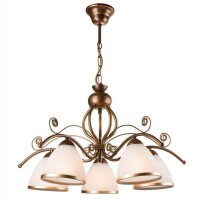 H&auml;ngeleuchte Shabby Braun antik Metall 5-flammig