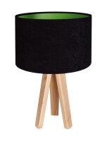 Lampe de table Abat-jour Noir Vert R&eacute;tro 46cm Bois