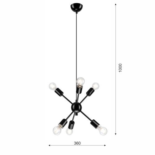 Lampe à suspendre de table noir métal 6-flmg