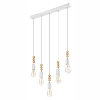 Blanc Suspension Bois 5xE27 longue Table de salle...