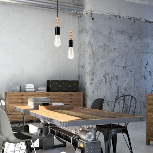 Suspension CHANIA Noir long Lampe de table à manger