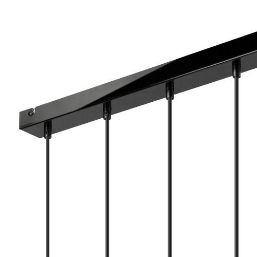 Noir Lampe suspendue en bois 5-flmg longue table à manger