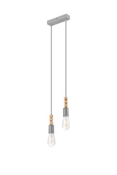 Pendelleuchte Esszimmer Silber Metall Holz Lampe