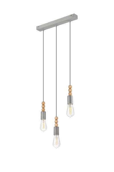 Suspension argent bois longue table à manger 3-flmg