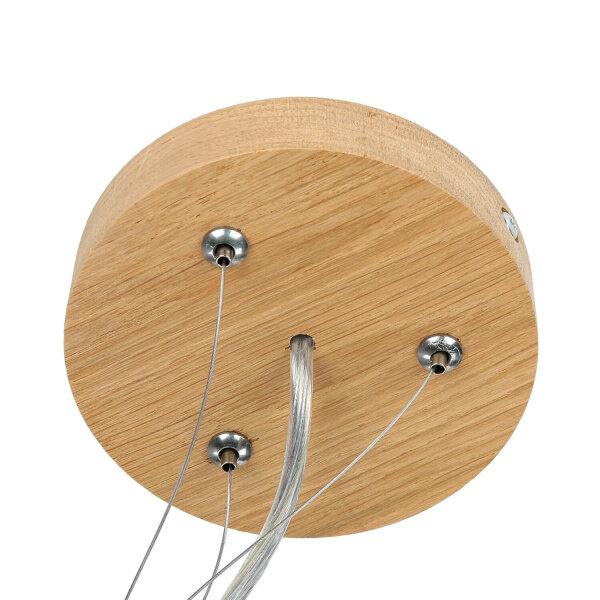 Lampe à suspendre bois chêne verre 3-flmg Ø47cm cuisine