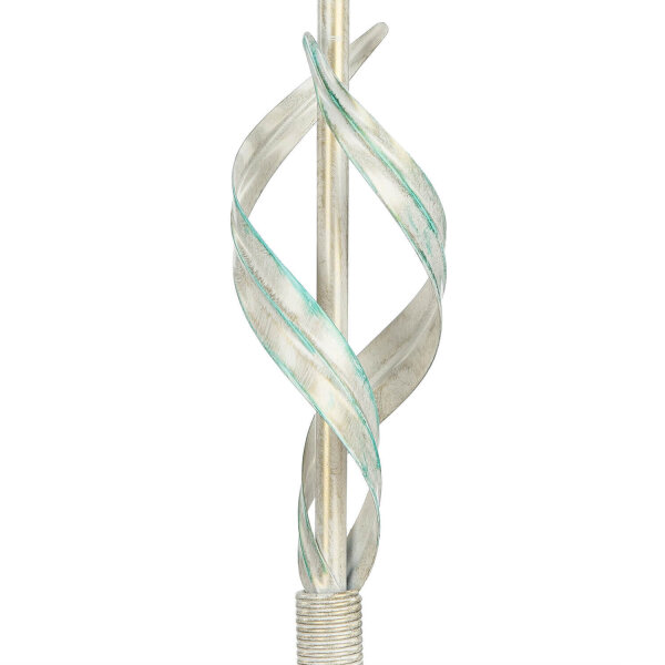 Tischlampe Metall Shabby Weiß Stoff rund Landhaus