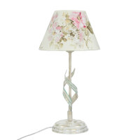 Lampe de table métal shabby blanc tissu rond...