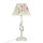 Tischlampe Metall Shabby Weiß Stoff rund Landhaus