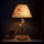 Tischlampe Metall Shabby Weiß Stoff rund Landhaus
