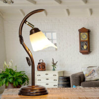 Lampe de table Ambiente Abat-jour en verre Shabby brun...