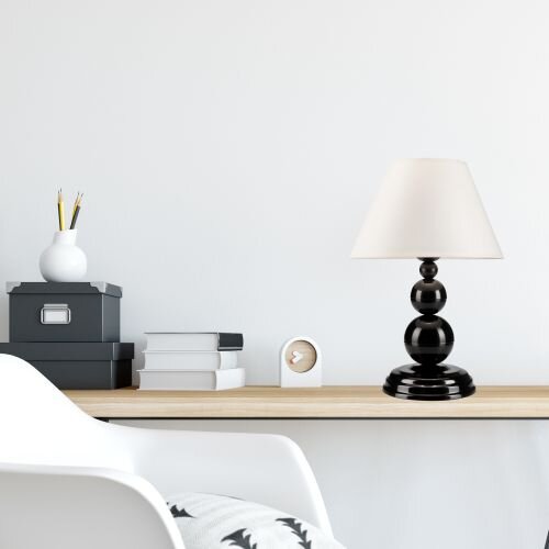 Schwarze Tischlampe Stoff H:38cm Landhaus MADISYN
