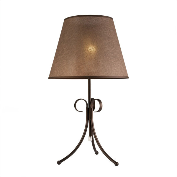 Tischlampe Stoffschirm Braun Landhaus rund Lampe