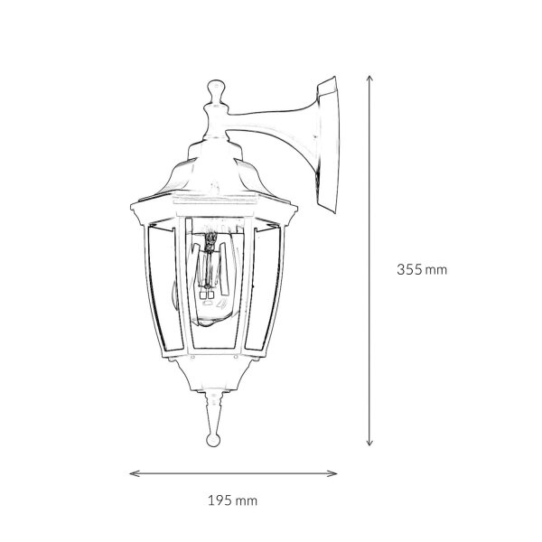 Lampe dextérieur rustique aluminium verre Lanterne LYON