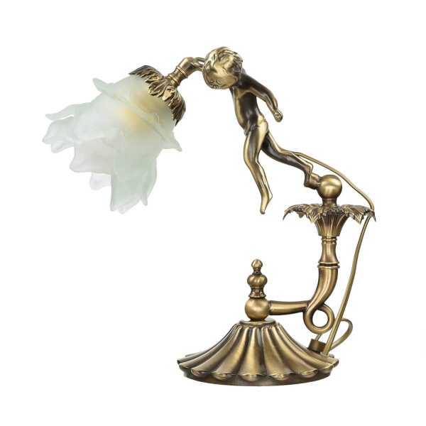Tischlampe Putti aus Echt-Messing Antik Premium
