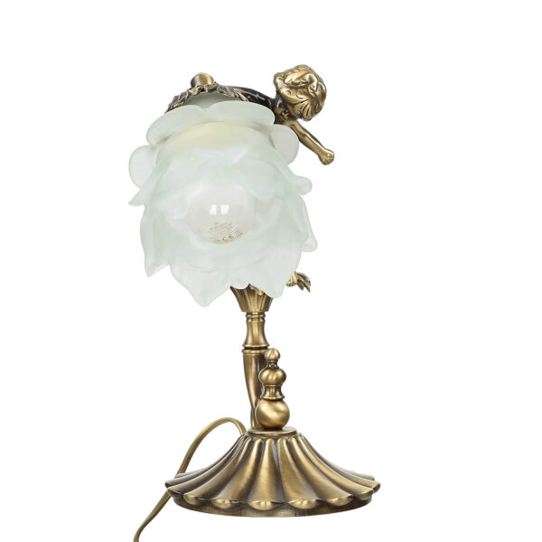 Tischlampe Putti aus Echt-Messing Antik Premium