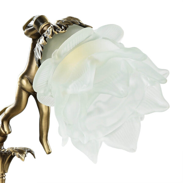 Tischlampe Putti aus Echt-Messing Antik Premium