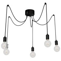 Suspension d&eacute;corative SPINDEL en noir 5-flmg