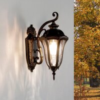 Rustikale Wandlaterne außen IP44 Schwarz Gold antik