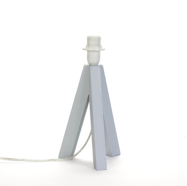 Dreibein Gestell Holz Grau E14 mit Kabelschalter Tischleuchte