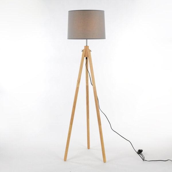 Stehlampe Dreibein Holz Stoff Skandinavisch FLORA