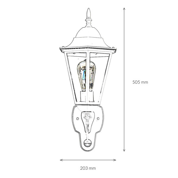 Lampe dextérieur rustique avec détecteur de mouvement en noir cuivre