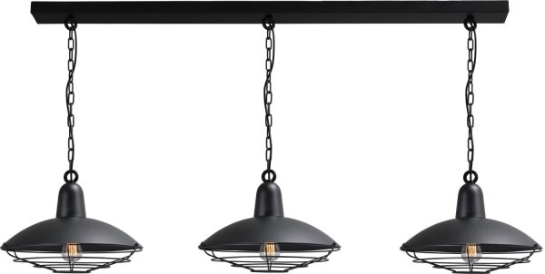 Suspension 3 flammes noir design loft